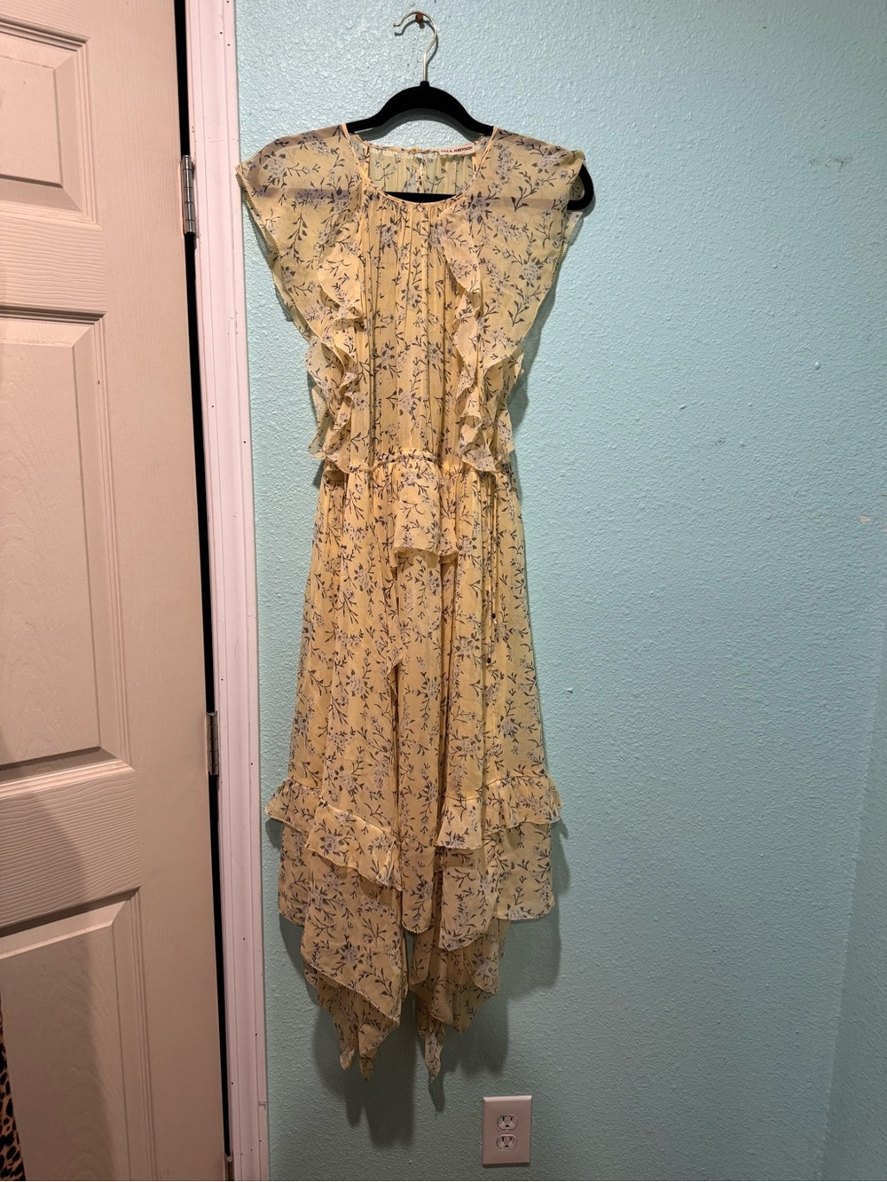 Ulla Johnson Yellow Floral Ruffle High-Low Dress